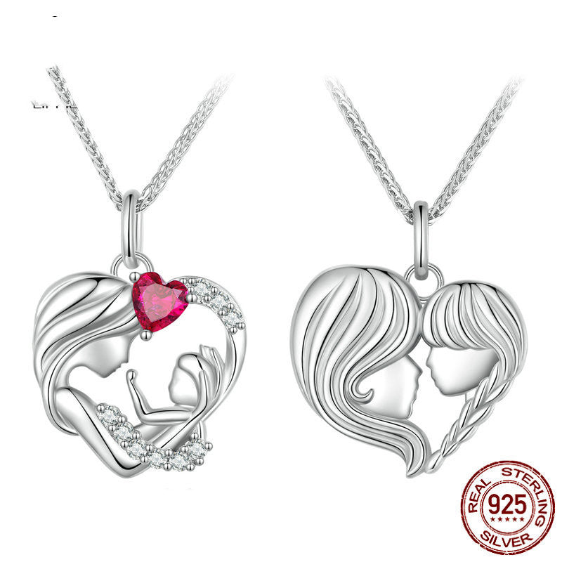 Mother and Daughter Heart Affection Light Luxury Necklace S925 sterling silver