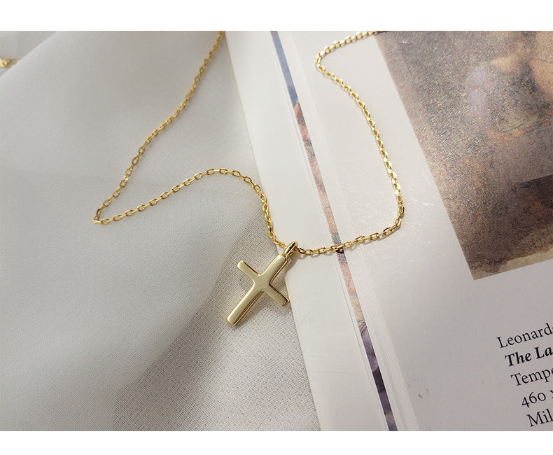 18k Gold 925 Solid Cross pendant necklace