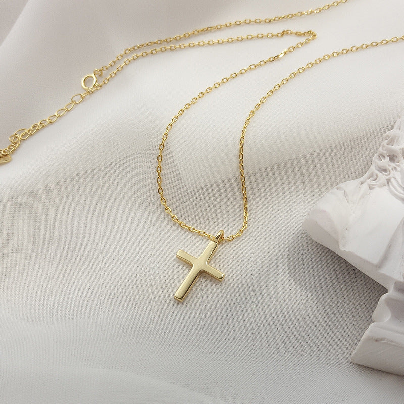 18k Gold 925 Solid Cross pendant necklace