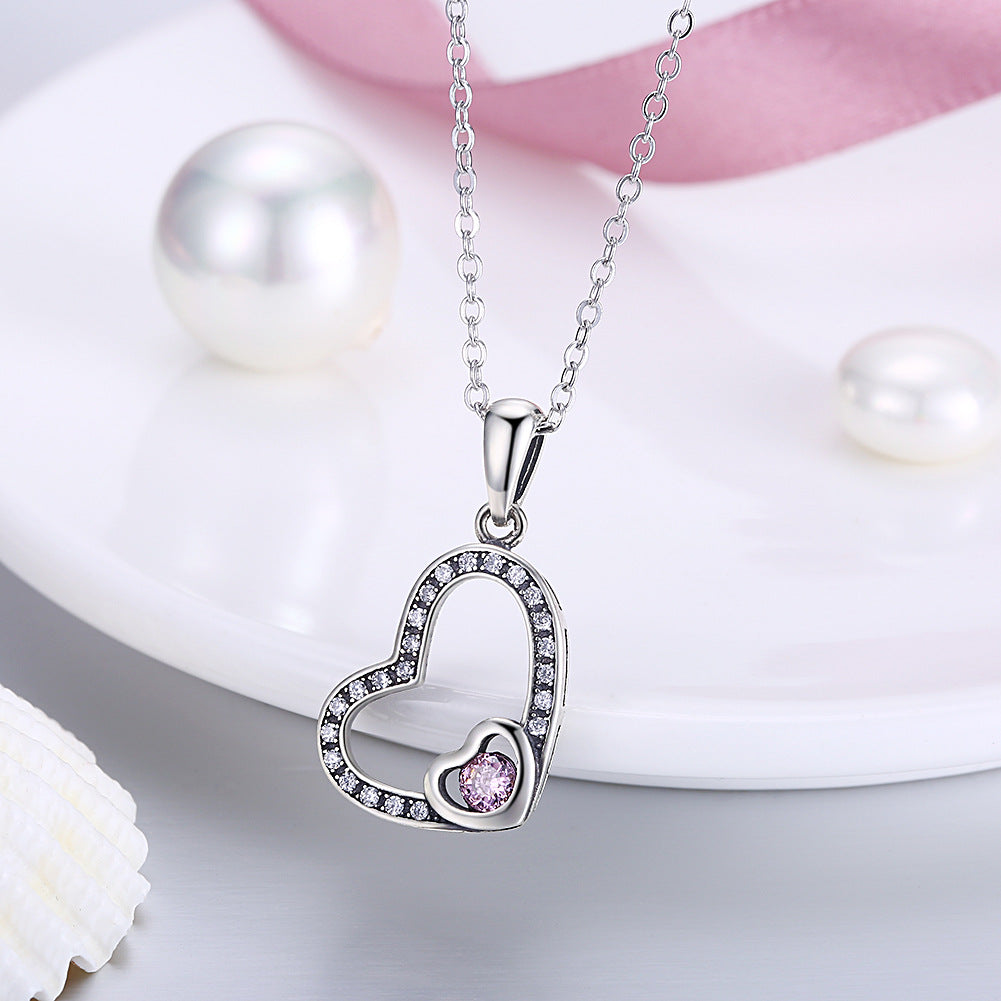 Romantic Heart Shaped 925 silver plated Necklace