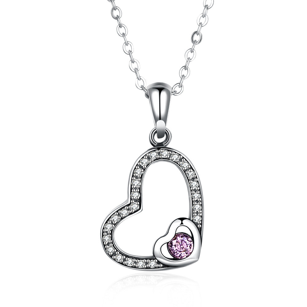 Romantic Heart Shaped 925 silver plated Necklace