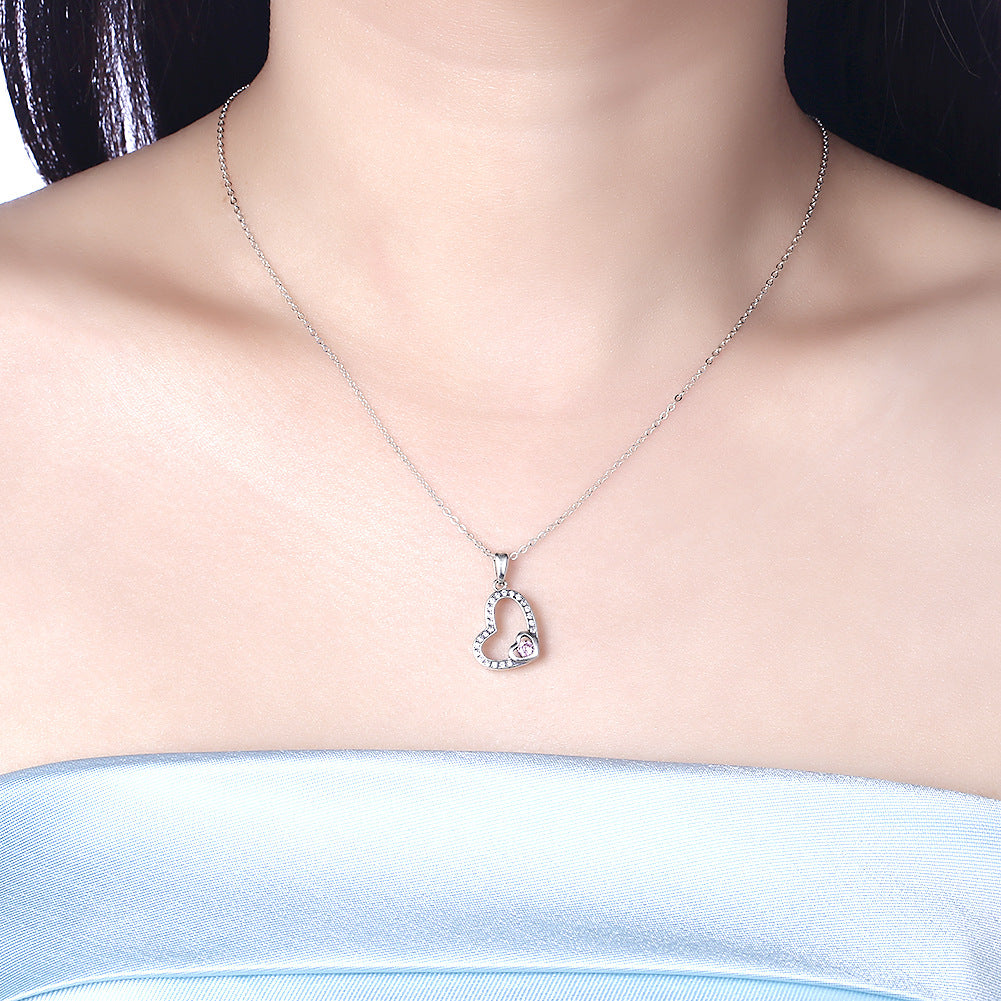 Romantic Heart Shaped 925 silver plated Necklace