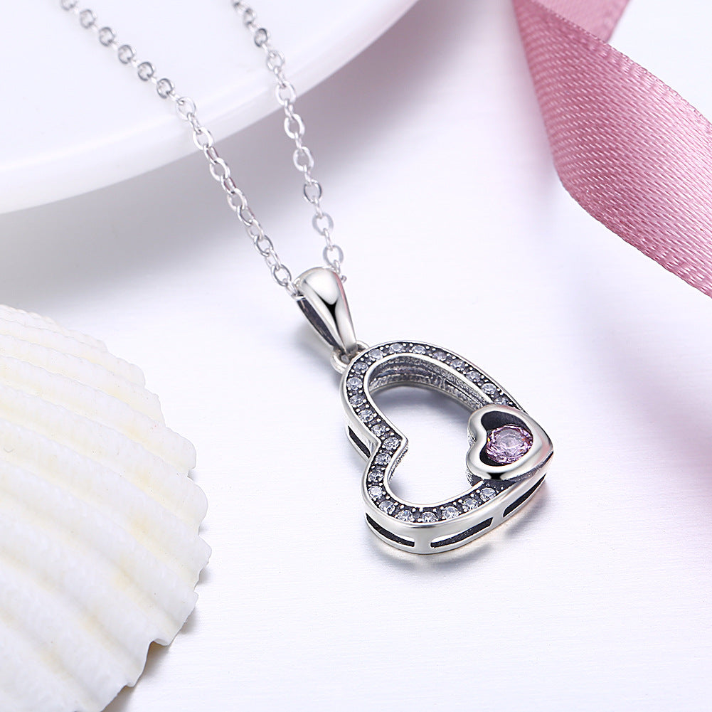 Romantic Heart Shaped 925 silver plated Necklace