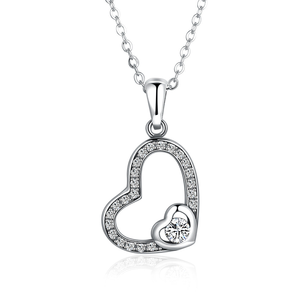 Romantic Heart Shaped 925 silver plated Necklace