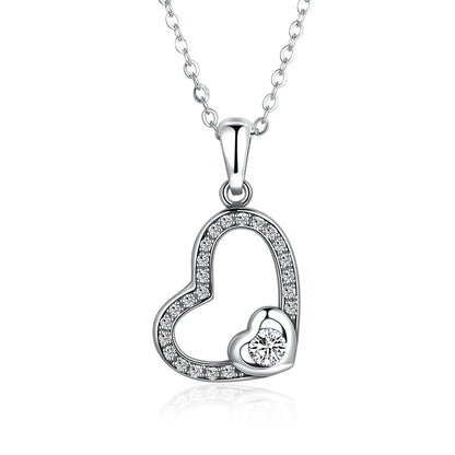 Romantic Heart Shaped 925 silver plated Necklace