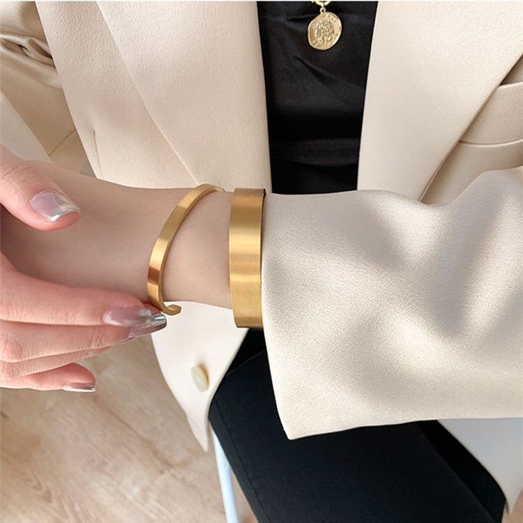 Stylish Brushed Gold Plated 18K Bracelet
