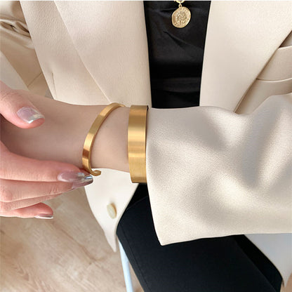 Stylish Brushed Gold Plated 18K Bracelet