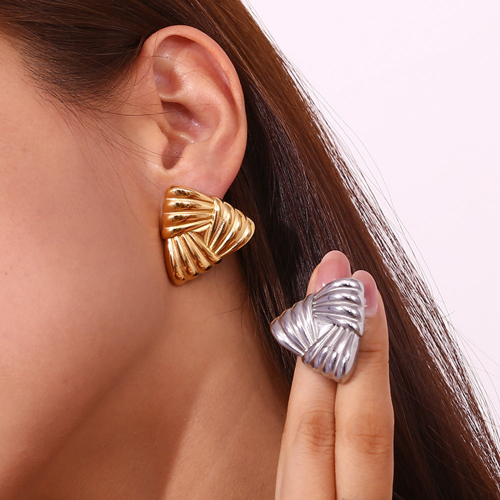 Golden Aura Sculpted Statement Earrings