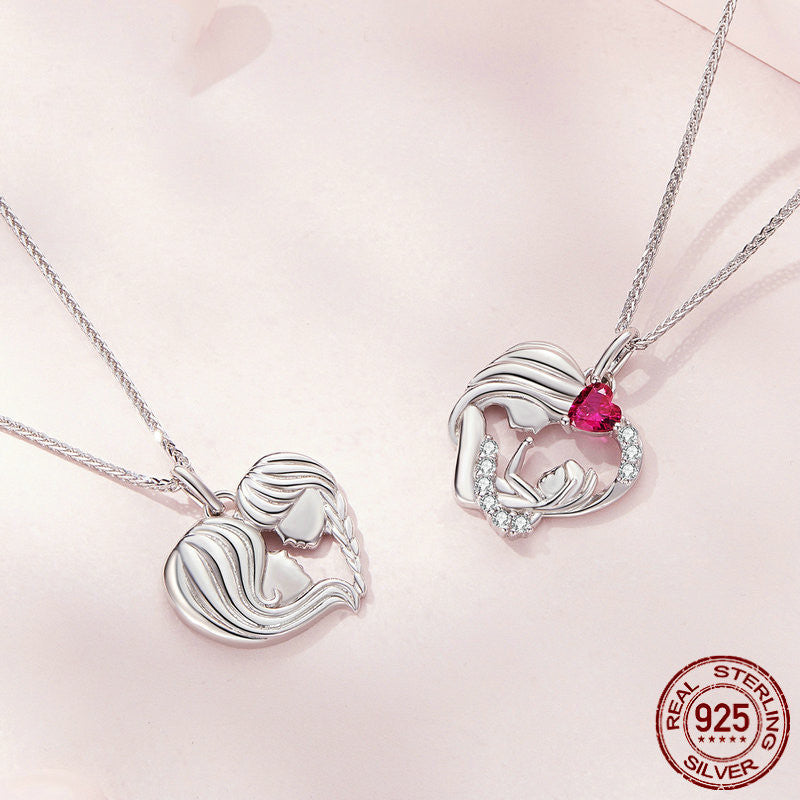 Mother and Daughter Heart Affection Light Luxury Necklace S925 sterling silver