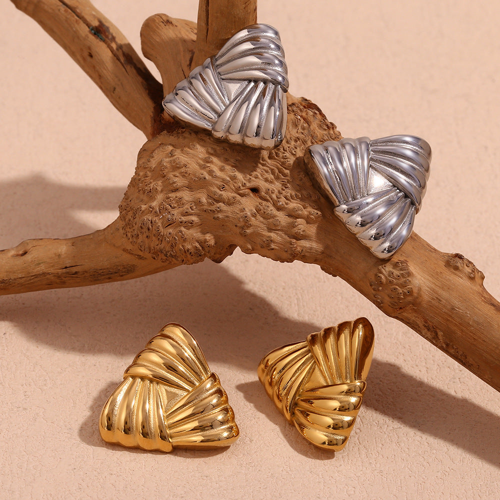 Golden Aura Sculpted Statement Earrings