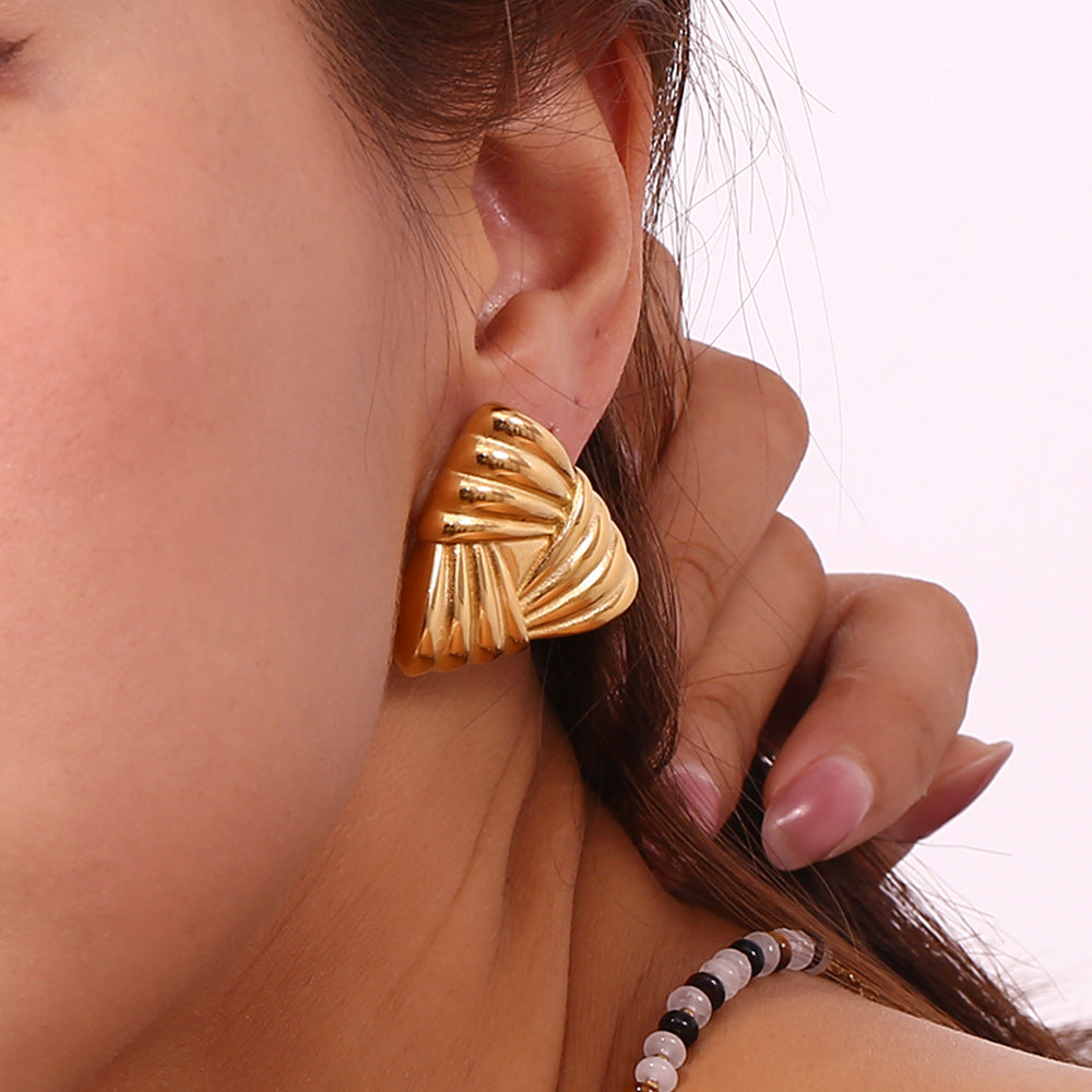 Golden Aura Sculpted Statement Earrings