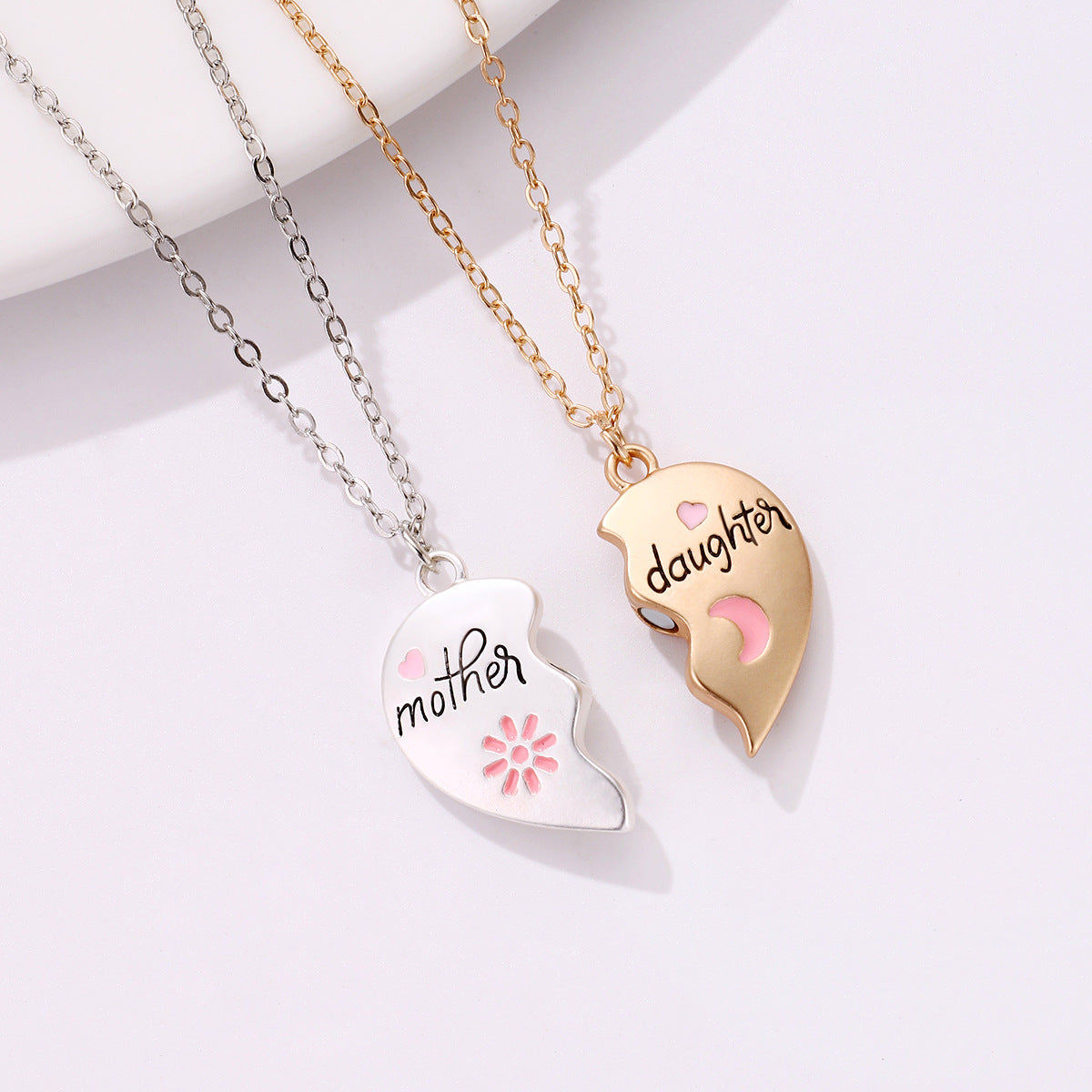 Forever Bond Magnetic Heart Necklace Set - Mother & Daughter