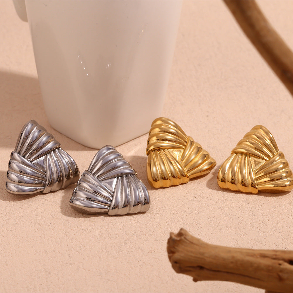 Golden Aura Sculpted Statement Earrings