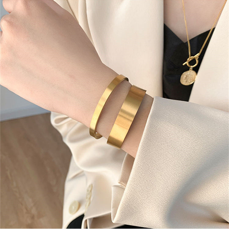 Stylish Brushed Gold Plated 18K Bracelet